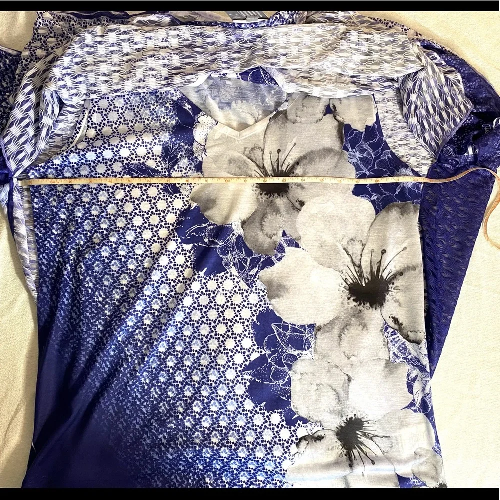 NWT JM Collection purple and white blouse - Picture 5 of 10